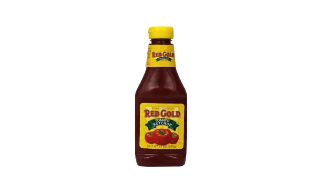Butelka ketchupu Red Gold, idealna do frytek Bedoesa.