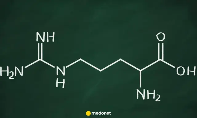 Struktura chemiczna argininy. Dowiedz się, arginina co to jest i jakie ma znaczenie dla organizmu.