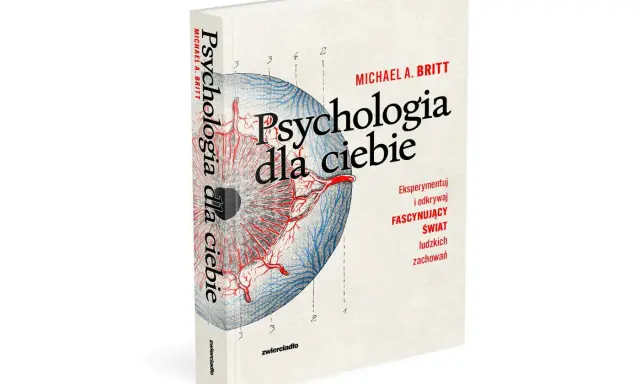 Książka "Psychologia dla ciebie" Michaela A. Britta. Okładka z grafiką oka i tekstem zachęcającym do odkrywania fascynującego świata ludzkich zachowań.