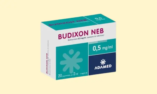 Opakowanie leku Budixon Neb 0,5 mg/ml, zawiesina do nebulizacji. 20 ampułek po 2 ml.