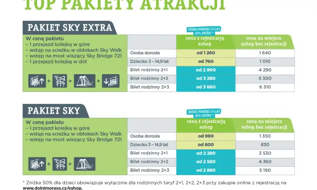 Sky Bridge cennik: pakiety Sky Extra i Sky z cenami dla dorosłych, dzieci i rodzin. Dostępne online i na miejscu.