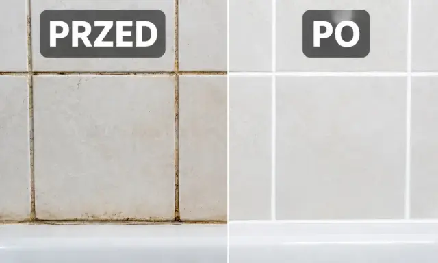 Przed i po czyszczeniu fug w łazience. Dowiedz się, czym wyczyścić fugi w łazience, by wyglądały jak nowe.