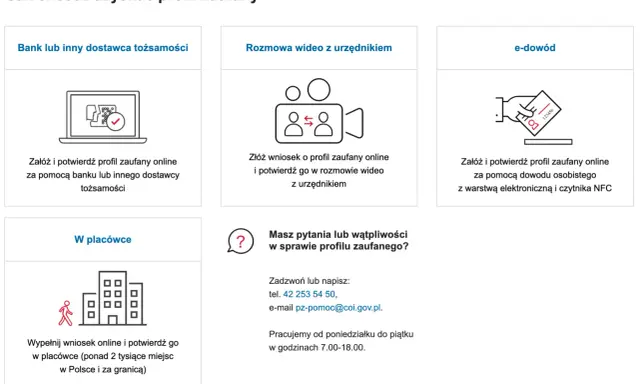 Dowiedz się, jak przedłużyć profil zaufany online przez bank, wideorozmowę, e-dowód lub w placówce.