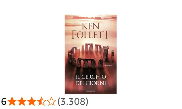 Copertina del ken follett ultimo libro, "Il cerchio dei giorni", con Stonehenge avvolto nella nebbia.