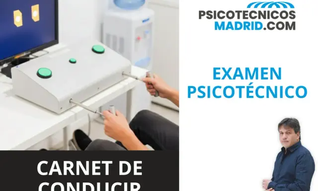 Persona realizando examen psicotécnico para obtener el carnet de conducir.