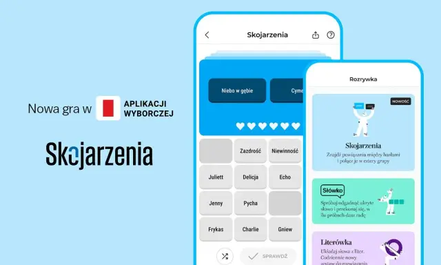 Nowa gra w aplikacjach wyborczej: Skojarzenia. Gra, która rozwija słownictwo i kreatywność, oferując wiele godzin zabawy.