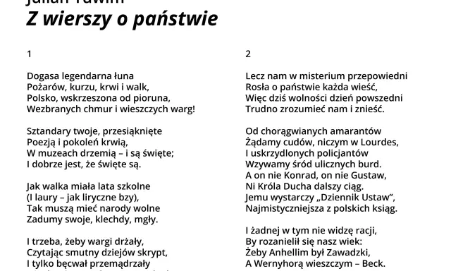 Julian Tuwim, "Z wierszy o państwie". Fragment wiersza, w którym pojawia się elegia o chłopcu polskim interpretacja.