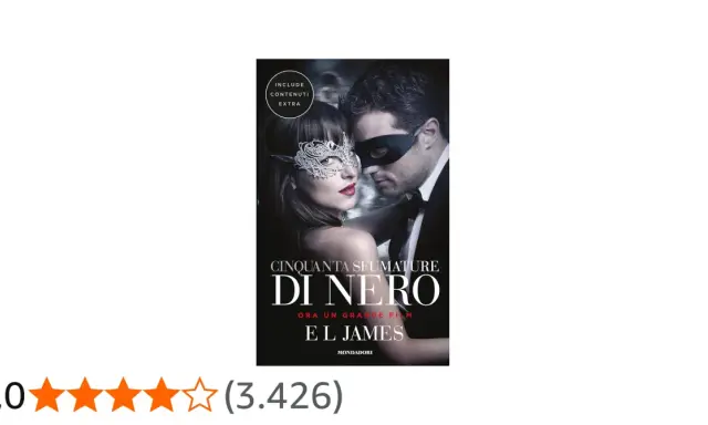 Copertina di "Cinquanta Sfumature di Nero", parte della serie 50 sfumature, con i protagonisti mascherati.
