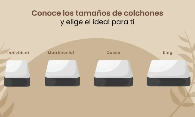 Conoce los distintos tipos de colchones: Individual, Matrimonial, Queen y King. Elige el tamaño perfecto para tu descanso.
