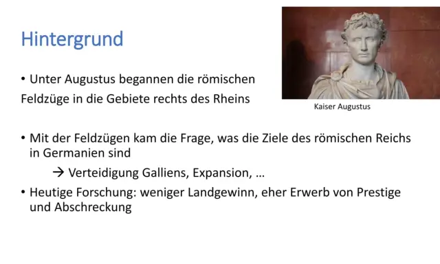 Büste von Kaiser Augustus, unter dem römische Feldzüge begannen. Die Frage, wann war die Schlacht im Teutoburger Wald, wird im Kontext dieser Expansion diskutiert.
