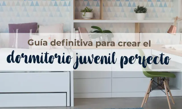 Habitación juvenil con paredes de rombos, cama blanca y estanterías. Ideas para pintar habitación juvenil dos colores.