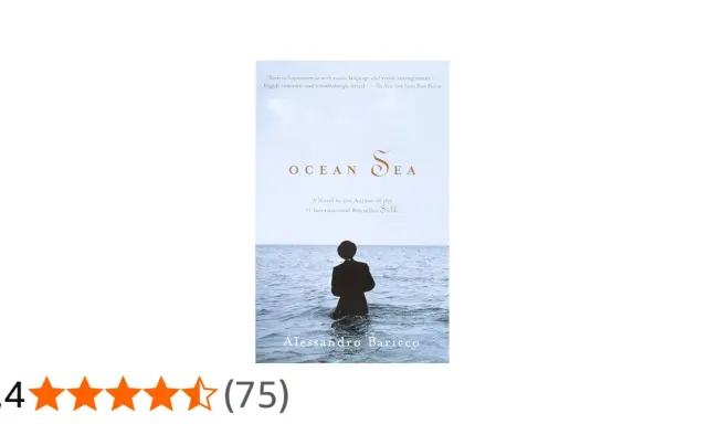 Okładka powieści "Ocean Sea" Alessandro Baricco. Sylwetka wchodzi do morza.