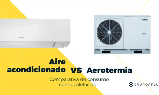 Unidad interior de aire acondicionado Daikin y unidad exterior de aerotermia Kosner. Comparativa de consumo como calefacción para combatir el calor.