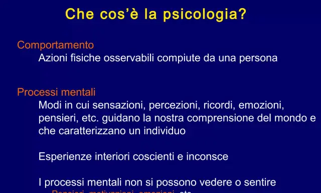 Analisi dei processi mentali: sensazioni, percezioni, ricordi, emozioni e pensieri che guidano la comprensione del mondo.