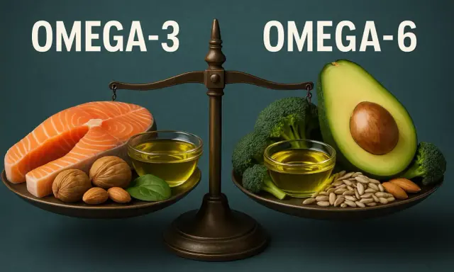 Waga pokazuje, gdzie znaleźć omega-6: awokado, brokuły, nasiona słonecznika i migdały.