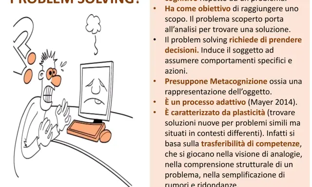 Un personaggio stilizzato è frustrato davanti a un computer, simbolo di esercizi di problem solving semplici.