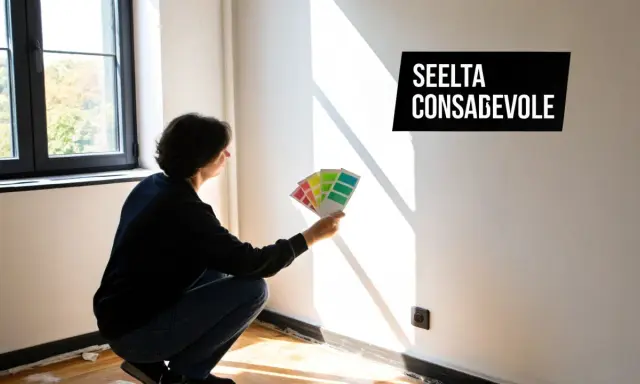 Persona valuta campioni di colore per decidere come scegliere colore pareti.