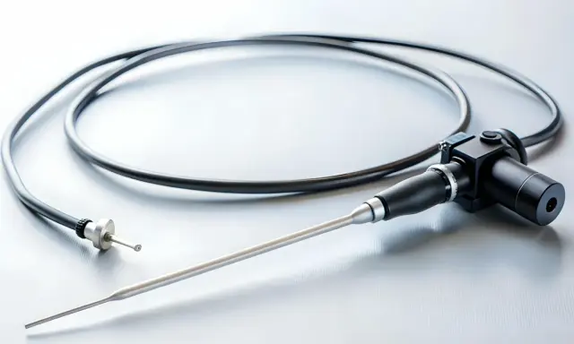 Cystoskopia przygotowanie: nowoczesny cystoskop z kablem i końcówką do diagnostyki.