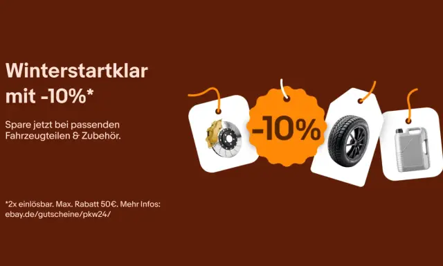 Winter-Rabatt auf Autoteile: Bremsscheibe, Reifen, Kanister & -10% Gutschein.