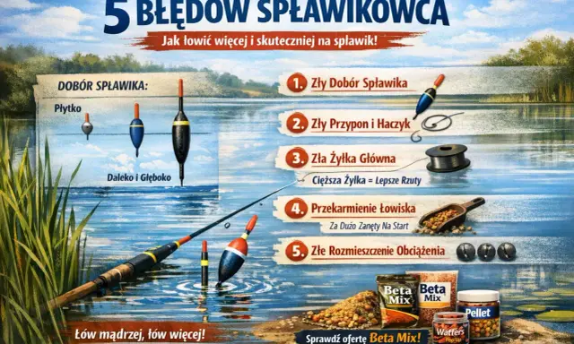 5 błędów, jak łowić ryby na spławik: dobór spławika, przypon, żyłka, zanęta i obciążenie. Wędka i spławiki w wodzie.