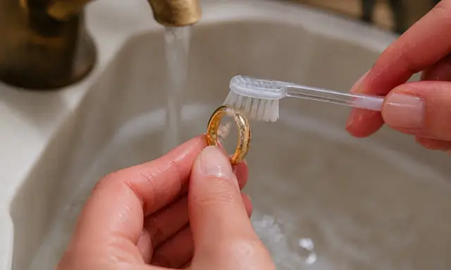 Maintenir l'éclat de vos bijoux en or : une brosse à dents et de l'eau suffisent pour nettoyer des bijoux en or ternis.