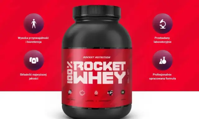 Suplement Rocket Nutrition 100% Whey. Wysoka przyswajalność, składniki najwyższej jakości. To nie kazeina, co to jest? To białko serwatkowe!