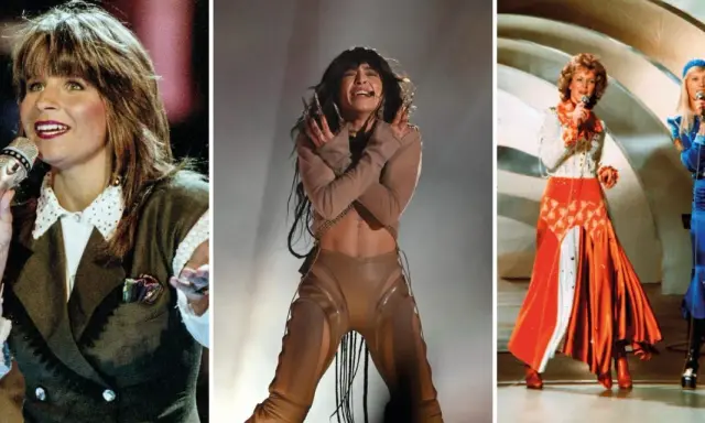Sveriges vinster i Eurovision: Carola, Loreen och ABBA, ikoner som representerar Sveriges musikaliska framgångar.