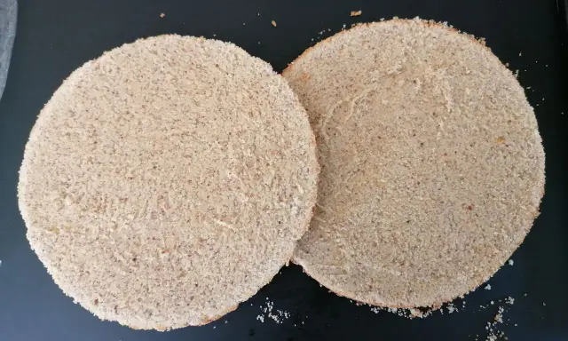 Deux disques de pain de Gênes, prêts pour une recette d'entremet.