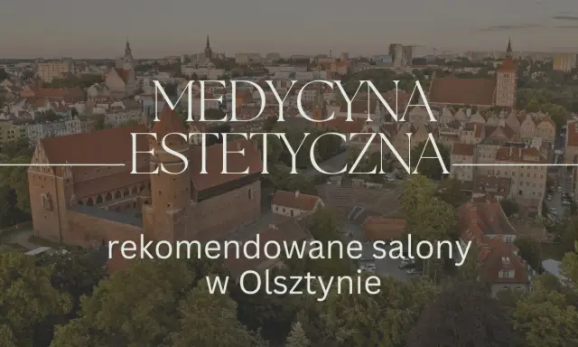 Widok z lotu ptaka na zamek i miasto z napisem "Medycyna Estetyczna".