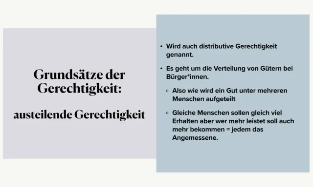 Aristoteles' Gerechtigkeit: austeilende Gerechtigkeit erklärt die Verteilung von Gütern, wo jeder das Angemessene erhält.