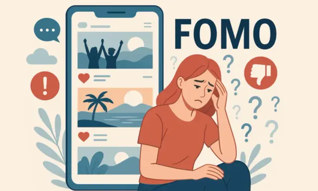 Smutna dziewczyna zmartwiona tym, co widzi w mediach społecznościowych. Czy to fomo co to?