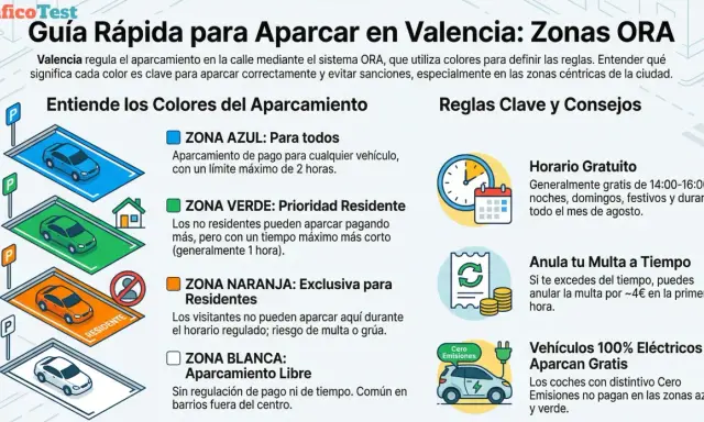 Guía de aparcamiento en Valencia: Zonas ORA. Los hibridos pagan zona azul, pero los eléctricos 100% son gratis.