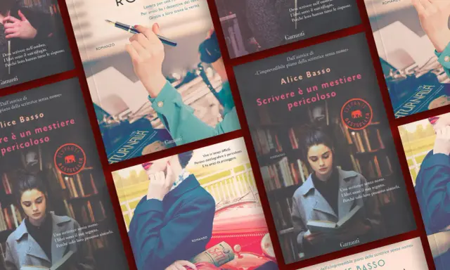 Copertine di libri di Alice Basso, tra cui "Il grido della rosa" e "Scrivere è un mestiere pericoloso".