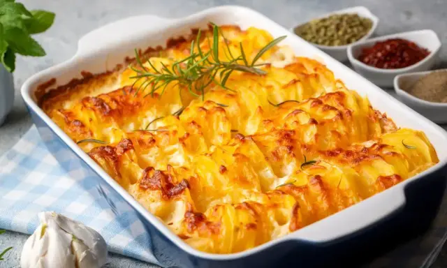 Patate al forno veloci, dorate e cremose, guarnite con rosmarino fresco. Un contorno perfetto per ogni pasto.