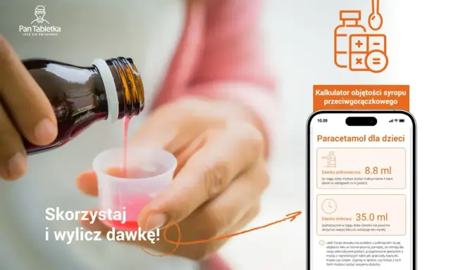 Paracetamol dawkowanie dzieci: aplikacja pomaga obliczyć bezpieczną dawkę syropu przeciwgorączkowego dla dziecka.