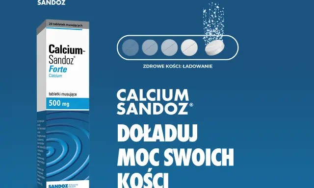 Calcium Sandoz Forte to lek na mocne kości. Tabletki musujące 500 mg.