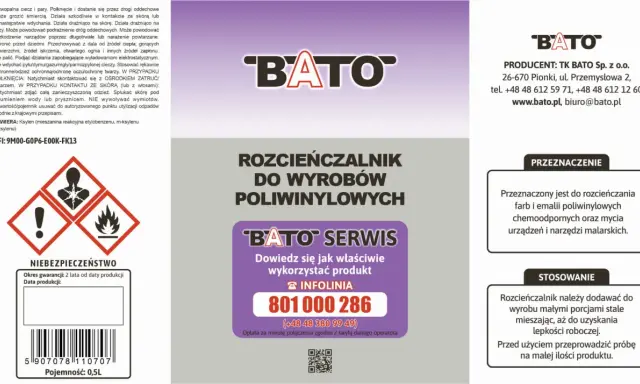 Rozcieńczalnik do wyrobów poliwinylowych BATO. Dowiedz się, czym rozcieńczyć farbę do metalu, aby uzyskać idealną lepkość roboczą.