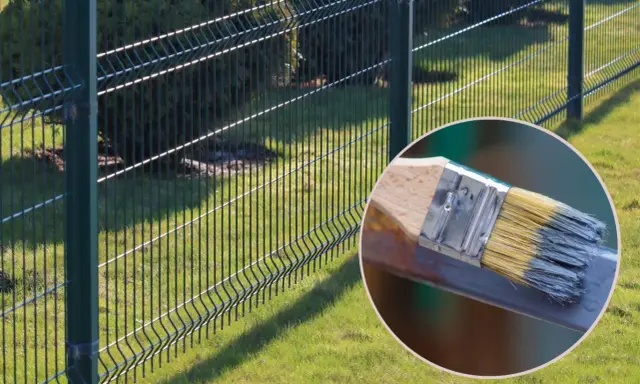 Pędzel z farbą gotowy do pracy. Dowiedz się, jak malować siatkę ogrodzeniową, by wyglądała jak nowa.
