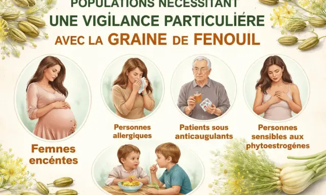 Femmes enceintes, allergiques, sous anticoagulants ou sensibles aux phytoestrogènes : vigilance avec la graine de fenouil.