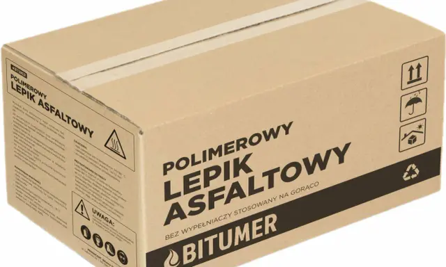 Karton z polimerowym lepikiem asfaltowym. To lepik inaczej, bez wypełniaczy, stosowany na gorąco.