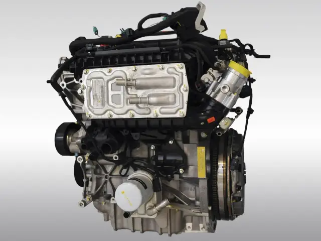 Silnik 1.5 EcoBoost, często chwalony w opiniach za dynamikę i oszczędność. Widoczny na zdjęciu z licznymi przewodami i elementami.