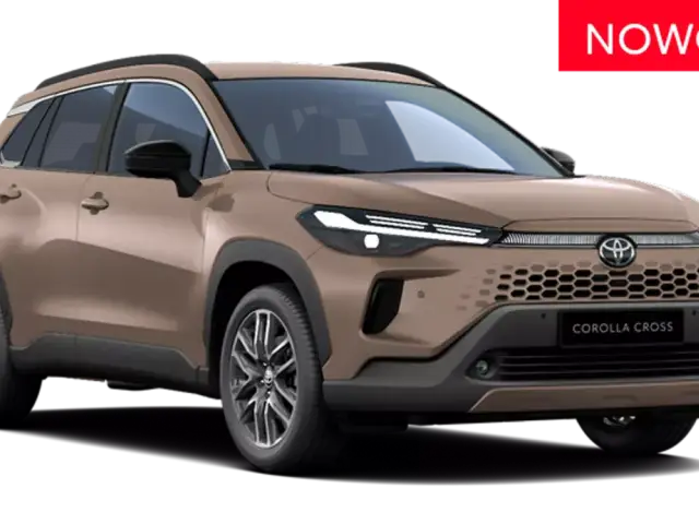Nowa Toyota Corolla Cross w kolorze brązowym, stylowa i ekologiczna toyota hybryda, idealna na miejskie wyprawy.