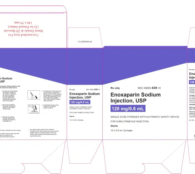 Verpackung von Enoxaparin-Natrium-Injektionen mit Anweisungen zur Selbstinjektion.