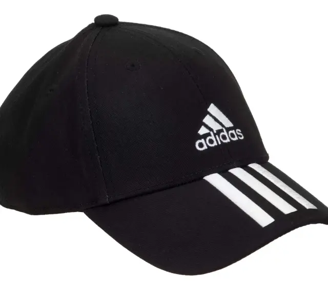 Czarna czapka z daszkiem Adidas z białym logo. Rozmiar OSFM, czyli jeden rozmiar dla wszystkich.