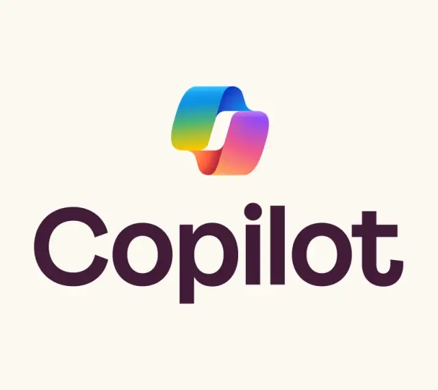 Logo Copilot: tęczowa wstążka i nazwa marki.
