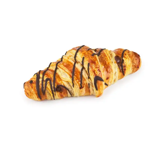 Złocisty croissant z czekoladą, idealny na śniadanie. Sprawdź jego croissant z czekoladą kcal.