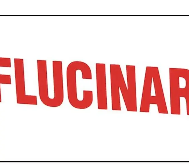 Czerwony napis "FLUCINAR" na białym tle.