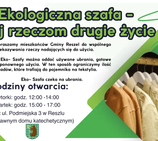 Gdzie oddać odzież? Do Eko-Szafy w Reszlu przy ul. Podmiejskiej 3. Ubrania zyskają drugie życie!