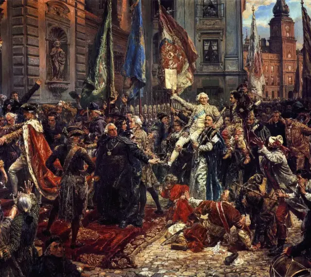 Obraz Jana Matejki, jednego z najwybitniejszych polskich malarzy, przedstawia uroczyste przyjęcie króla Stanisława Augusta Poniatowskiego.