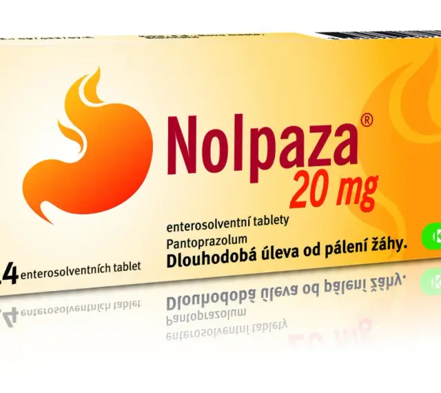 Opakowanie leku Nolpaza 20 mg, zawierające 14 tabletek. Pomaga na zgagę.